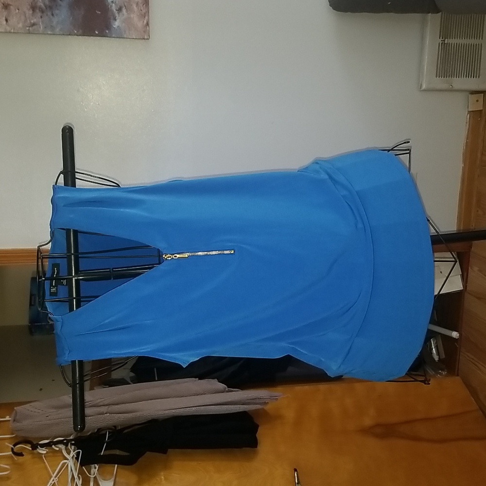 Blue sleeveless gold zipper size small